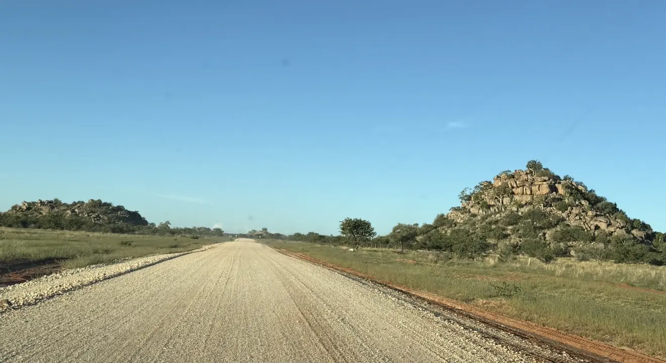Road through a mineral-rich landscape